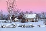 Wintry Old Log Barn_32571